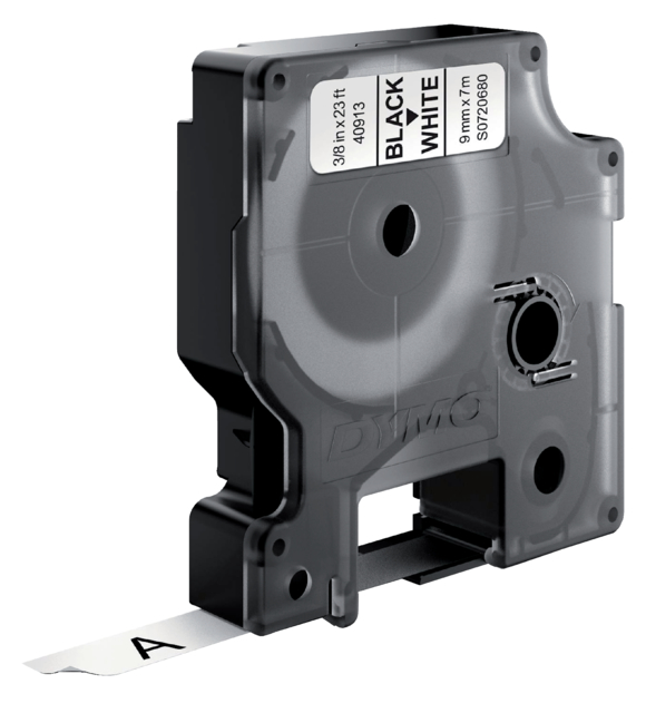 Labelprintertape tbv Dymo 40913 9mm wit/zwart