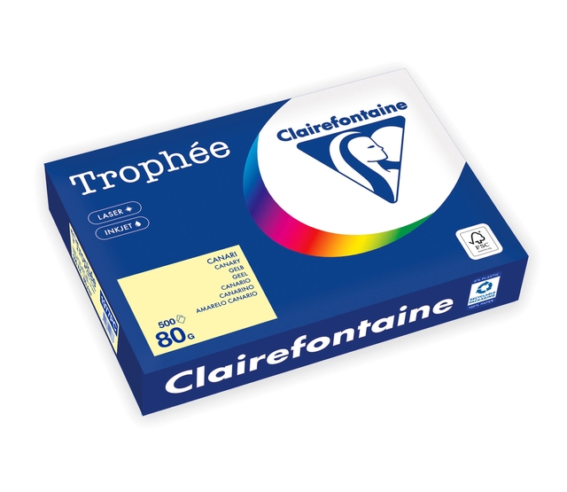 Kopieerpapier Trophee A4 80gr geel 500vel