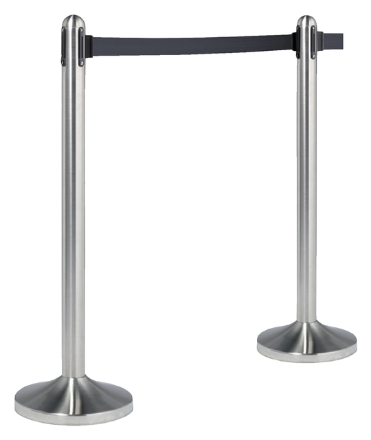 Afzetpaal Securit Rvs 100cm Rolband 210cm Zwart