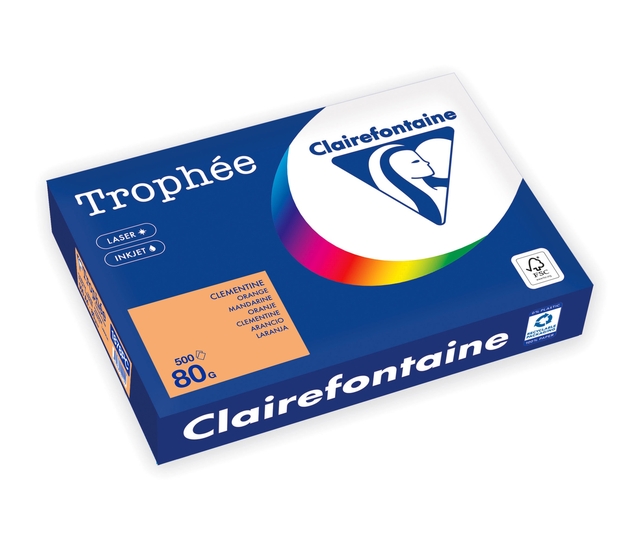 Kopieerpapier Trophee A4 80gr oranje 500vel