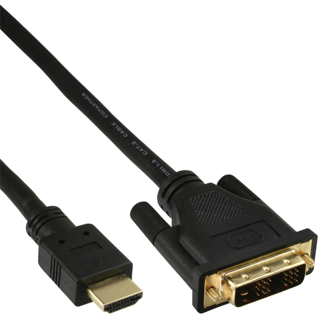 Kabel Inline Hdmi Dvi 18+1 Pin M/M 2 M Zwart