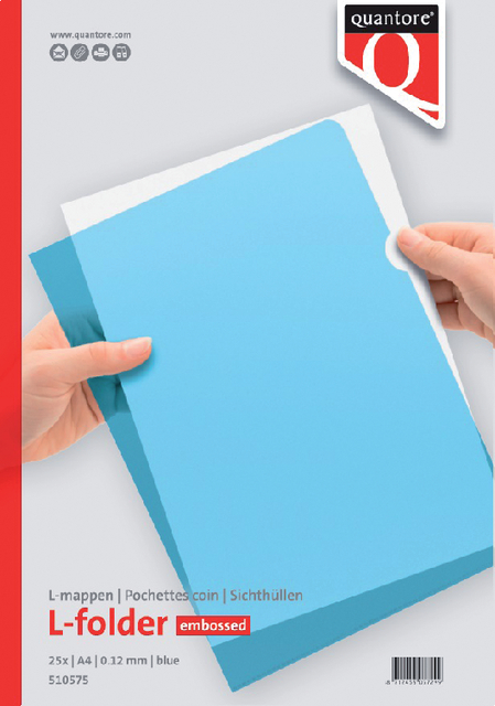 Transparant L-map Quantore A4 0.12m blauw; pk á 25