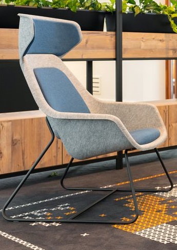 Fauteuil Vepa Felt Relax, vilt kuip met hoofdsteun, sledeframe metaal