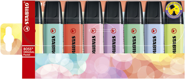 STABILO BOSS ORIGINAL Pastel - markeerstift - etui met 8 kleuren