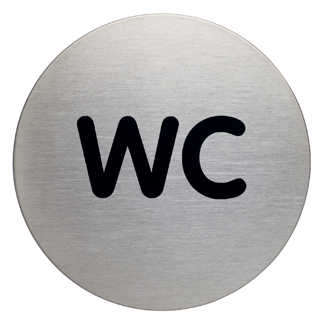 Pictogram RVS rond 83mm "WC"