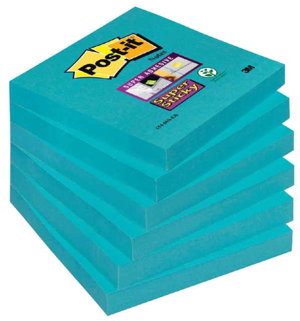 Memoblok 3M Post-it 654-SSEB Super Sticky 76x76mm blauw