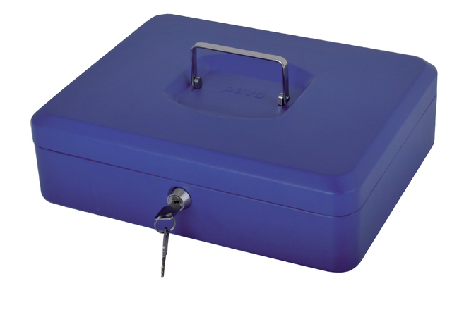 Geldkist Pavo 300x240x90mm (nr.4) blauw + muntsorteerbak