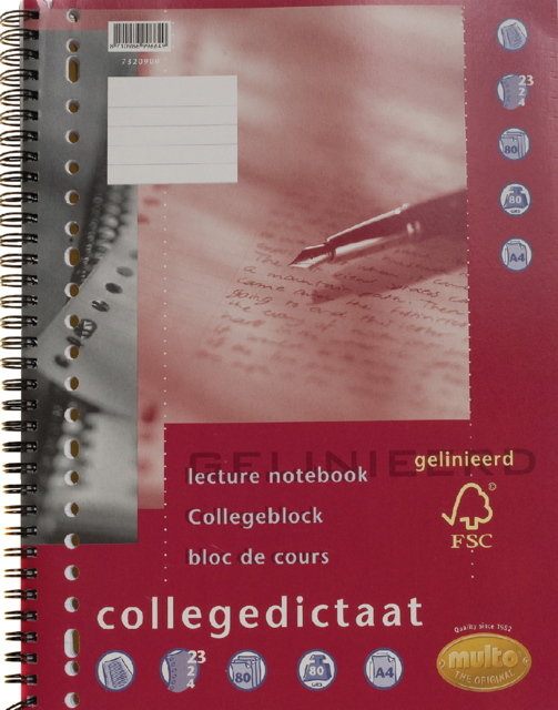 Ringbandblok 23-rings Multo gelinieerd + spiraal