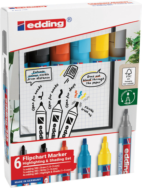 Viltstift Edding 385 Flipover En 380 - 383 6st Ass