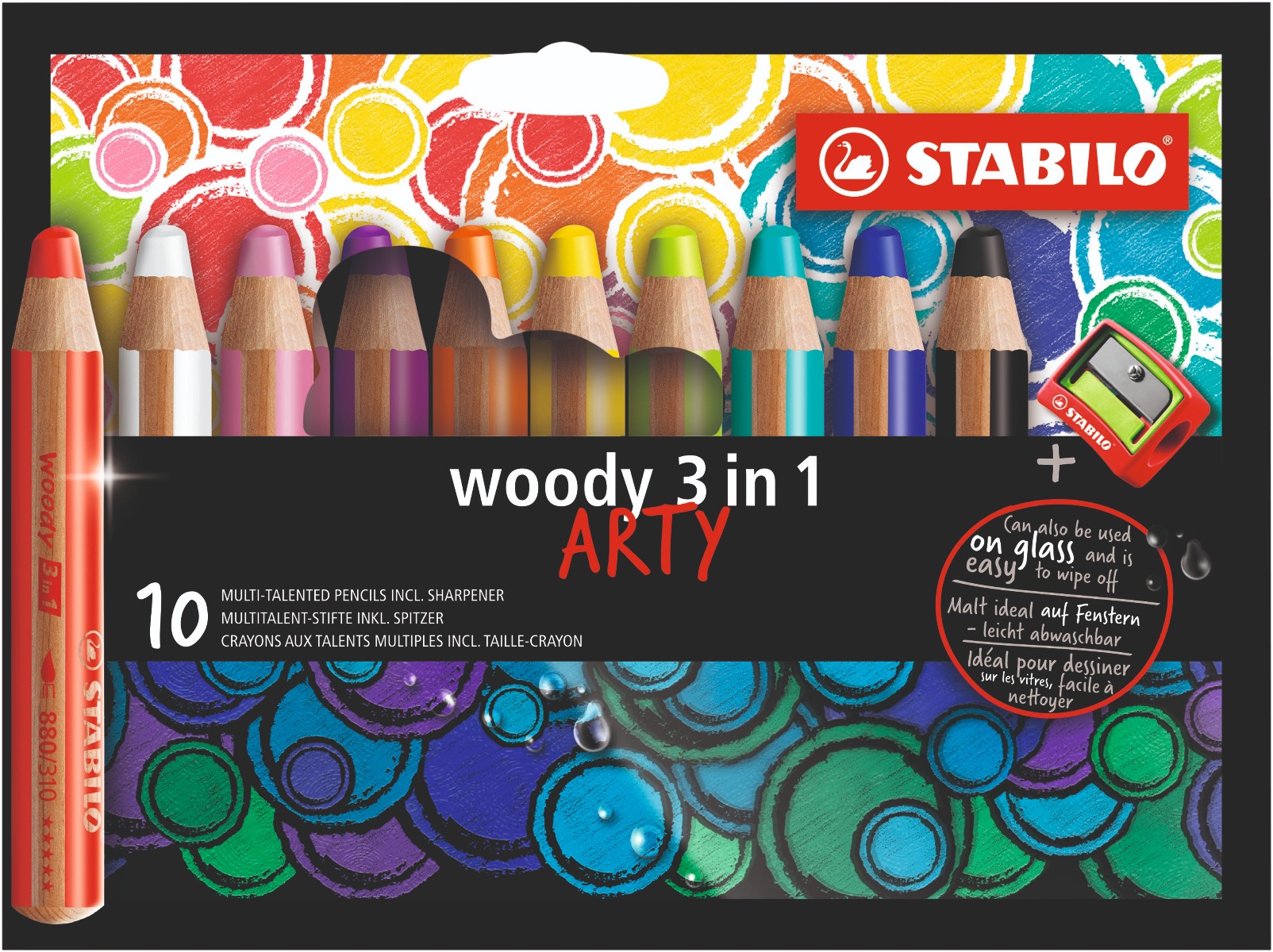 STABILO woody 3 in 1 - multitalent potlood - ARTY etui 10 kleuren + puntenslijper