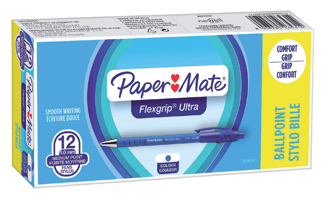 Balpen Papermate Flexgrip+drukknop M blauw