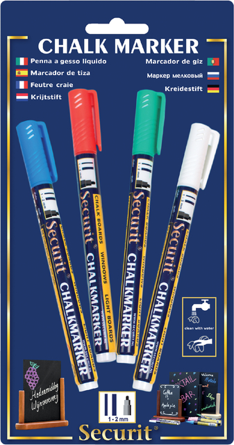 Krijtstift Securit SMA-100 rond ass 1-2mm blister 4st