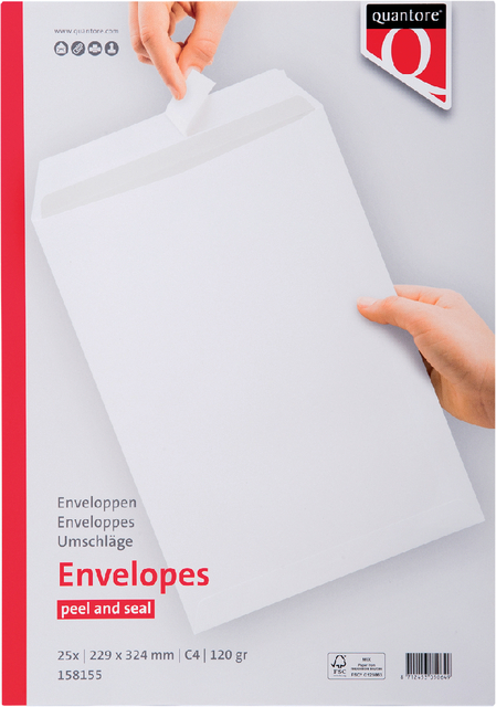 Envelop Quantore C4P 229x324mm wit; pakje 25 stuks