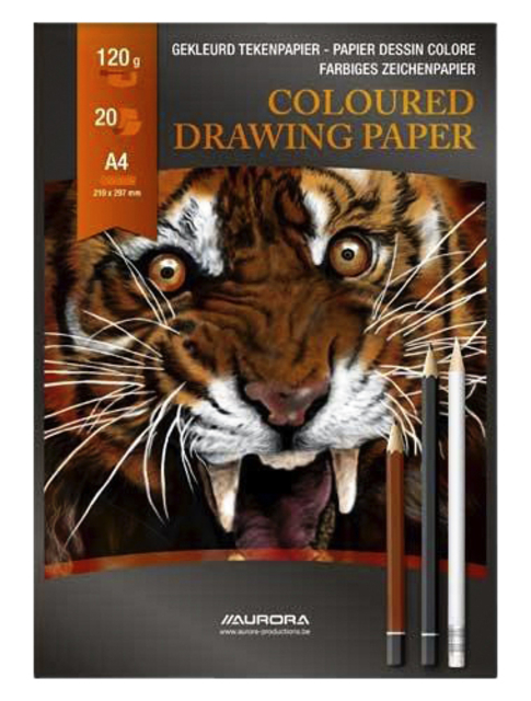 Tekenblok Aurora A4 20v 120gr gekleurd tekenpapier