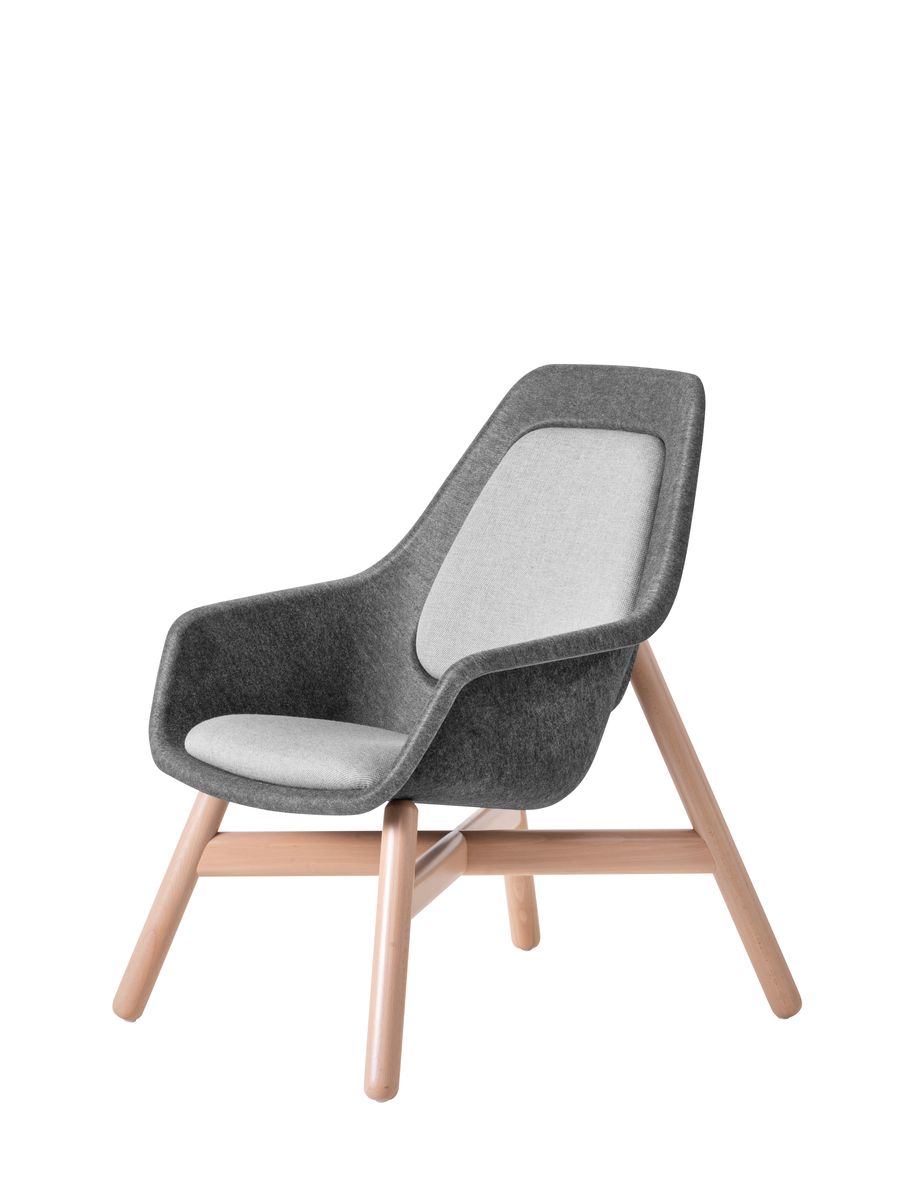 Fauteuil Vepa Relax, vilt kuip, 4-poots onderstel van hout