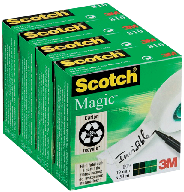 Plakband 3M Scotch 810 19mmx33m Magic; pak 4st