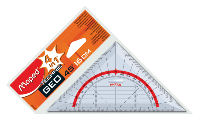 Geodriehoek Maped 277747 160mm 45graden transparan