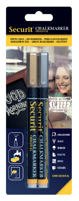 Krijtstift Securit Sma-100 Rond 1-2mm Goud/Zilver