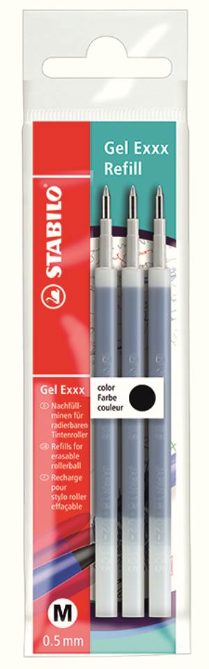 Vullingen voor Stabilo Gel Exxx, zwart 3 stuks ECO-Pack