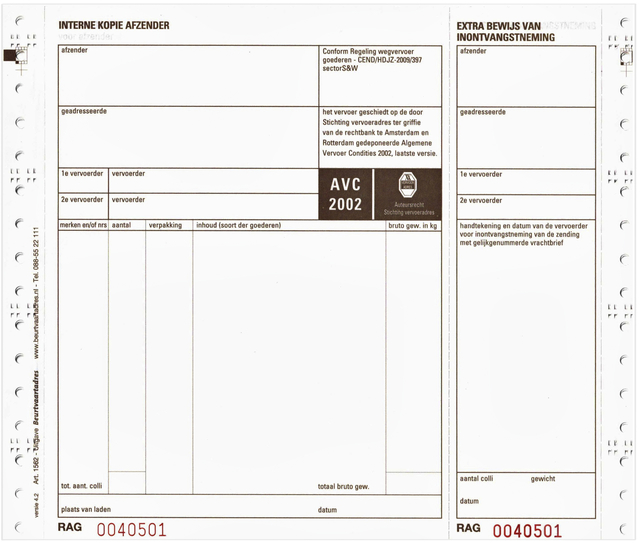 Vrachtbrief Iezzy Bva 240x200mm 4voud