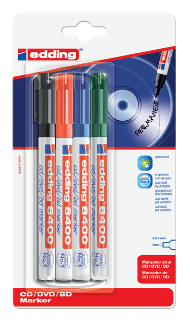 Cd Marker Edding 8400 Cd Rom Rond 0.5-1mm Ass