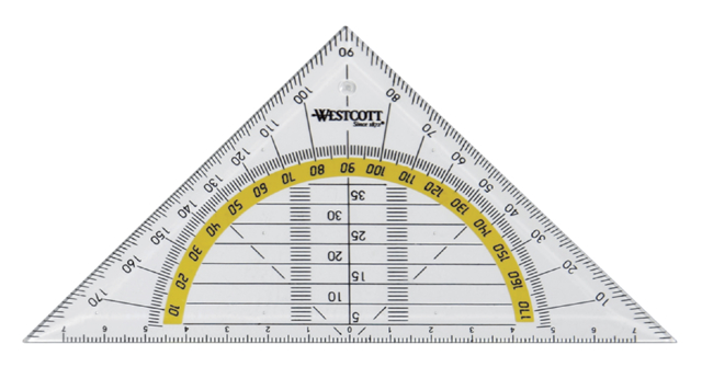 Geodriehoek Westcott 140mm transparant