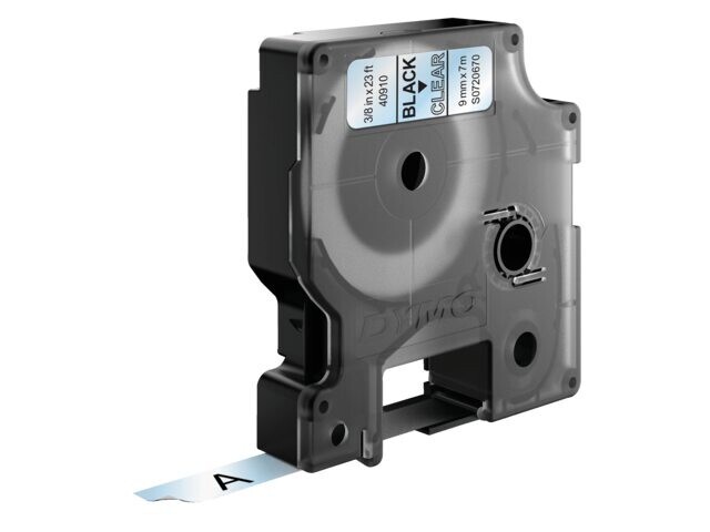 Labelprintertape tbv Dymo 40910 9mm transp/zwart