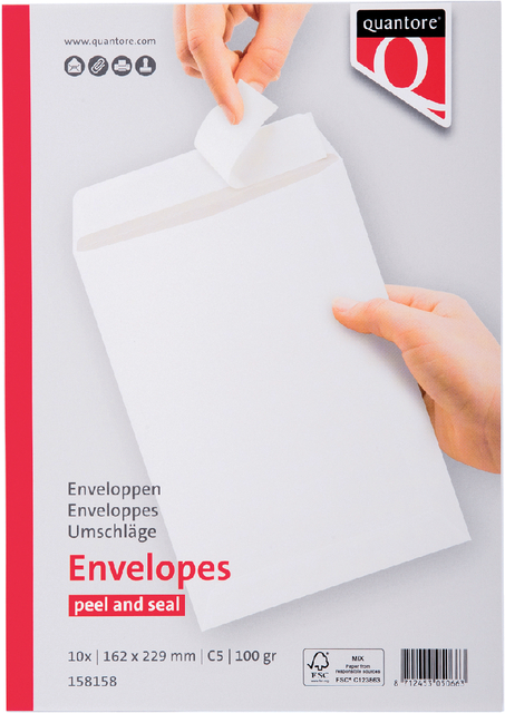 Envelop Quantore C5 162x229mm zelfklevend pakje 10 st.