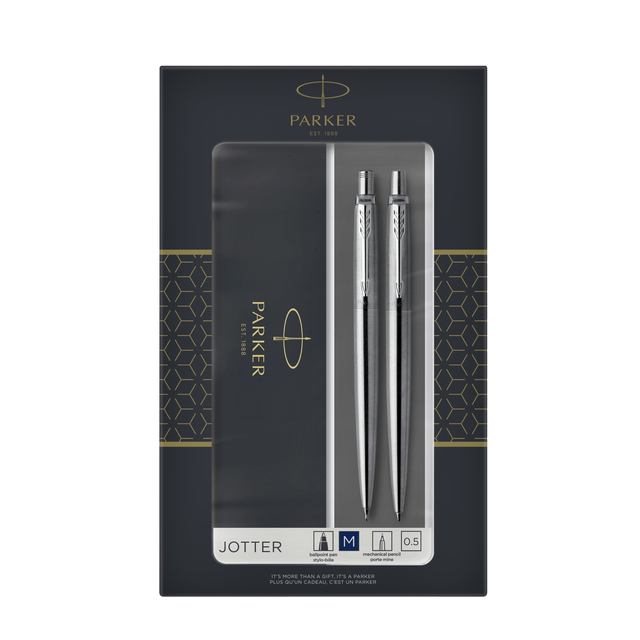 Balpen en vulpotlood Parker Jotter Steel CT