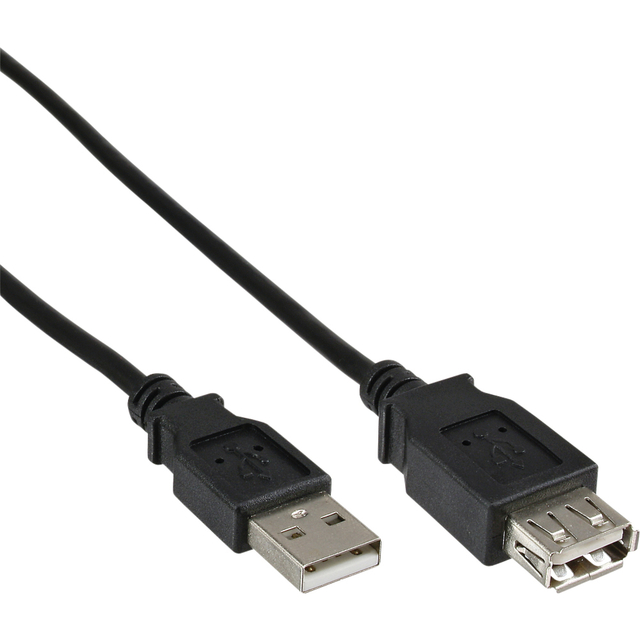 Kabel Inline Verleng Usb-A 2.0 M/V 1.8 M Zwart