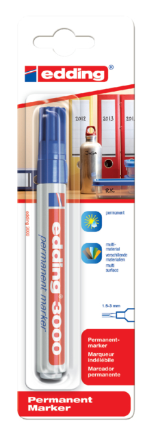 Viltstift Edding 3000 rond blauw 1.5-3mm blister