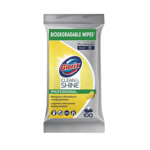 Reinigingsdoek Pro Formula Glorix Clean en Shine Biologisch afbreekbaar 100 doekjes