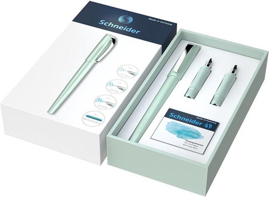 Giftbox Schneider Callissima Mint, vulpen met punt 1,1mm en extra penpunt 1,5mm en 1,8mm kalligrafie