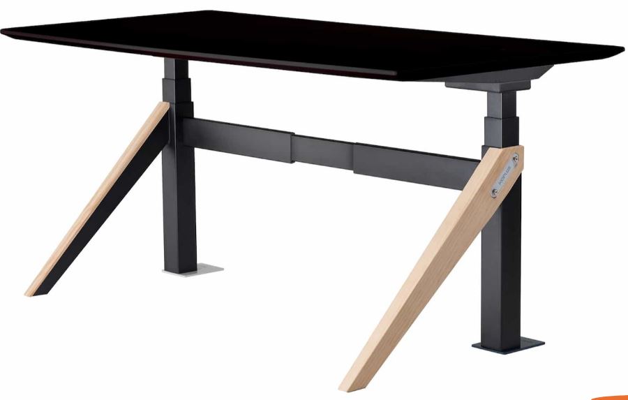 Zit-sta bureau Koplus Kin, 160x80cm, zwart+hout