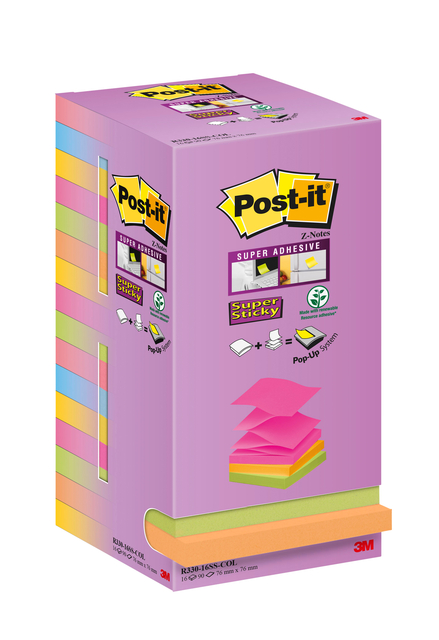 Memoblok 3M Post-it R330 76x76mm 16 color Z-notes