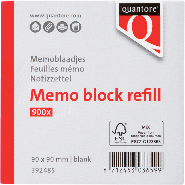 Memokubusblaadjes Quantore 9x9cm losbladig; 900v
