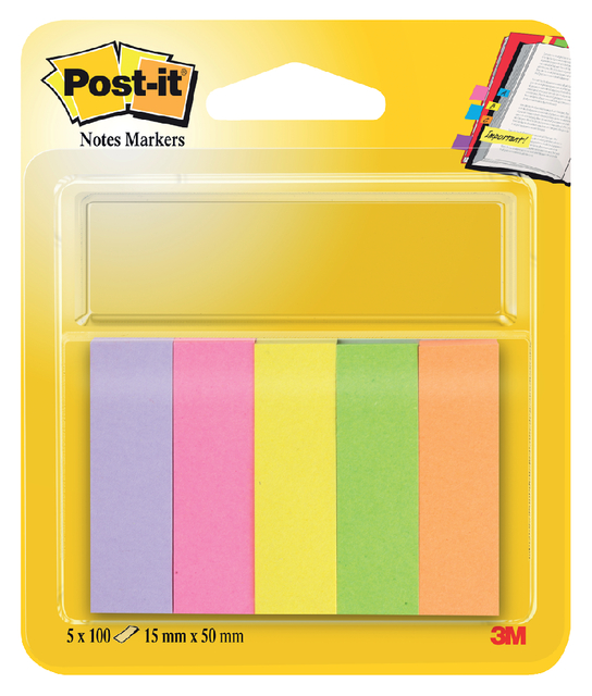 Post-It strips 670-5 15x50mm Ultra 5 kleuren x 100