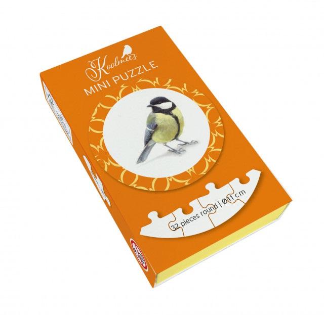 Puzzel rond (32 stukjes): Koolmees, Elwin van der Kolk, Vogelbescherming Nederland