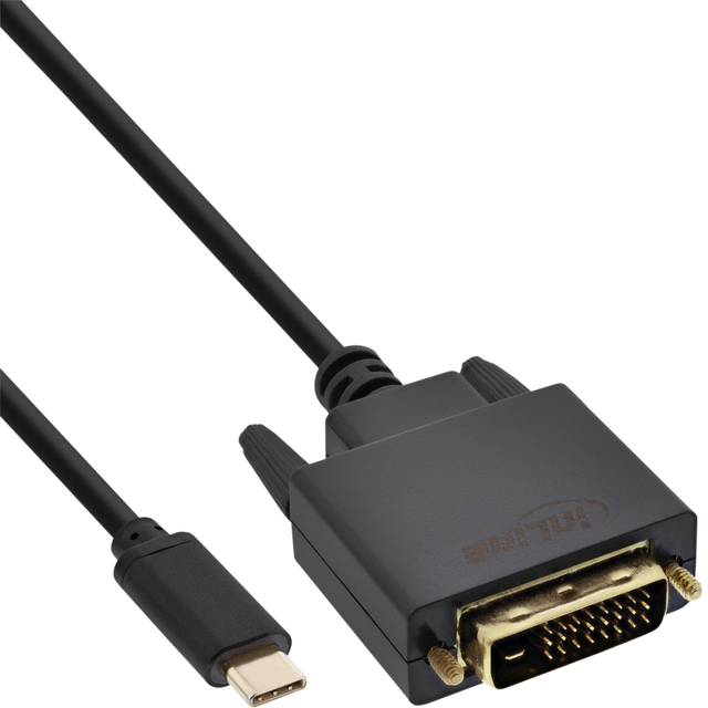 Kabel Inline Usb-C Dvi 24+1 3.1 1080p M/M 2m Zwart