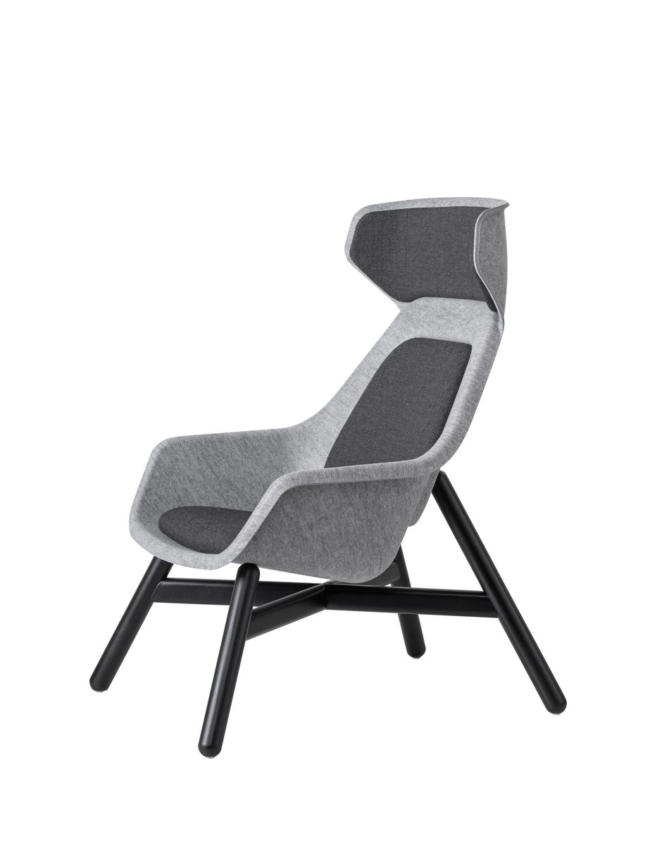 Fauteuil Vepa Relax, vilt kuip met hoofdsteun, 4-poots onderstel van hout