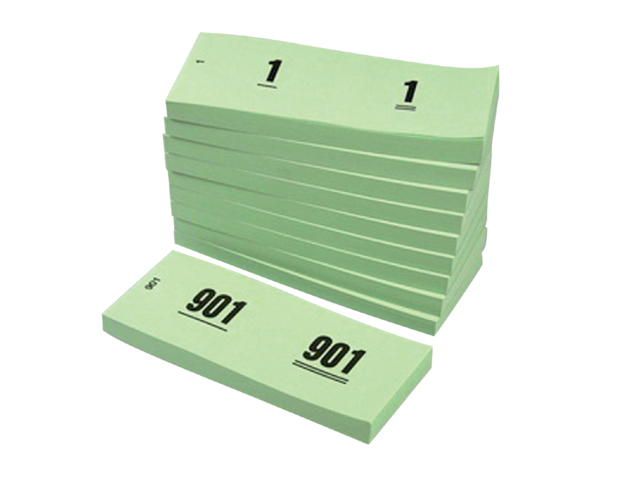 Nummerblok 42x105mm nummering 1-1000 groen 10 blok