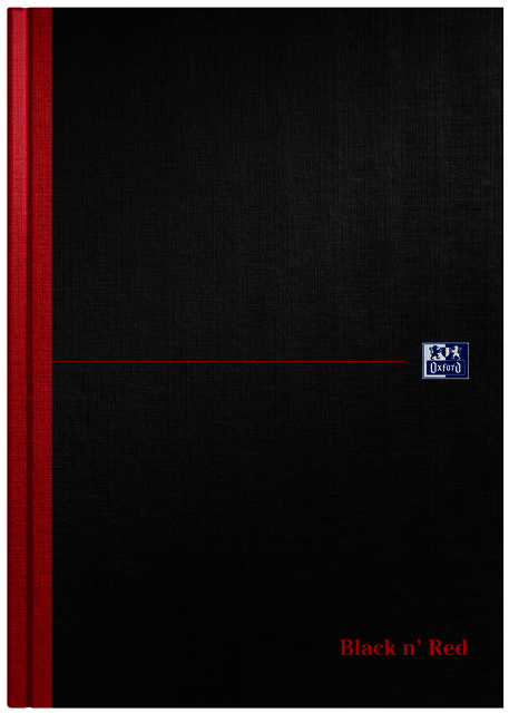 Notitieboek Oxford Black n‘ Red A4 96vel blanco zwart