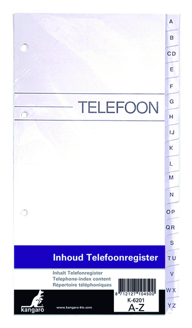 Telefoonalbum KTC K-6201 vulling A-Z 4-rings