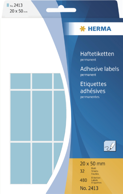 Etiket HERMA 2413 20x50mm blauw 480stuks