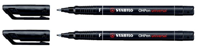 Viltstift Stabilo OHP 842/46 rond zwart 0.7mm