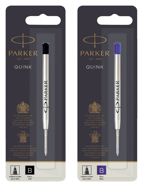 Balpenvulling Parker Quink breed blauw op blister