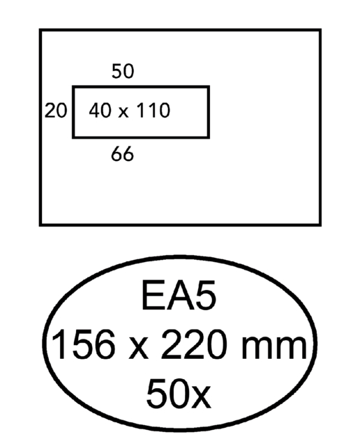 Envelop Hermes EA5 156x220mm digital venster 40x110mm links, zelfklevend pakje 50st