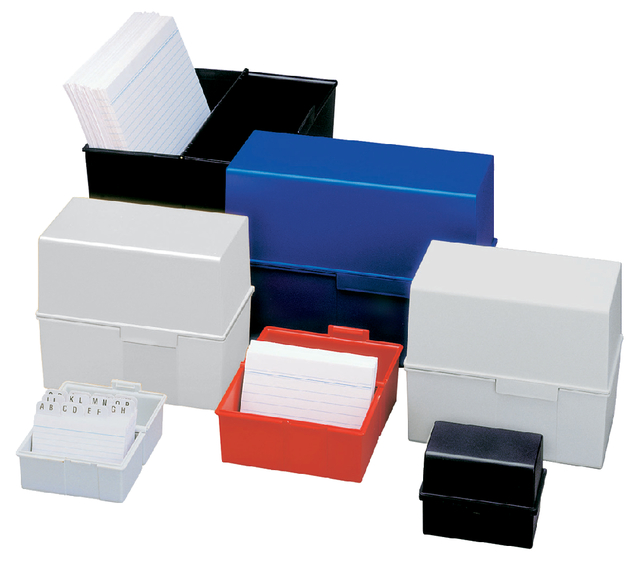 Kaartenbak Han breed A7 8x13cm kunststof grijs