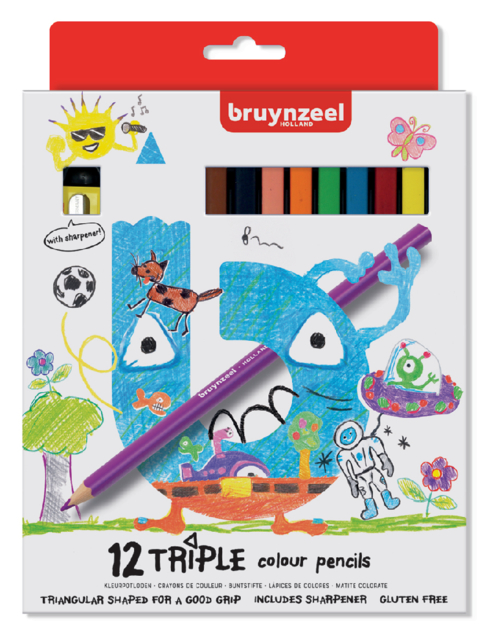 Kleurpotlood Bruynzeel Kids Triple blister à 12 st