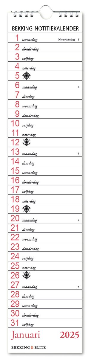 Bekking notitie kalender 2026